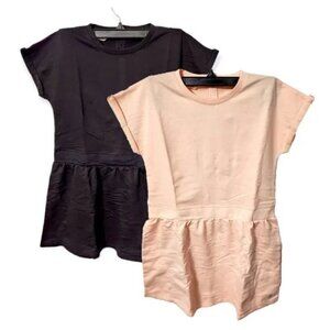 Kid Nation Girls 2 Pack Soft Short Sleeve Crew Neck T-shirt Dress S 5-6